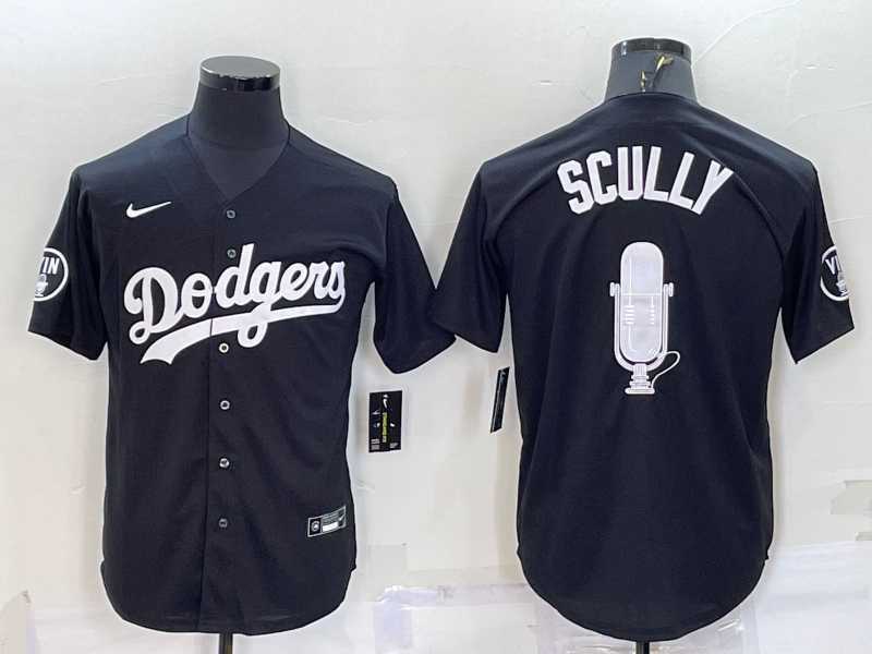 Mens Los Angeles Dodgers #67 Vin Scully Black Stitched MLB Cool Base Fashion Jersey
